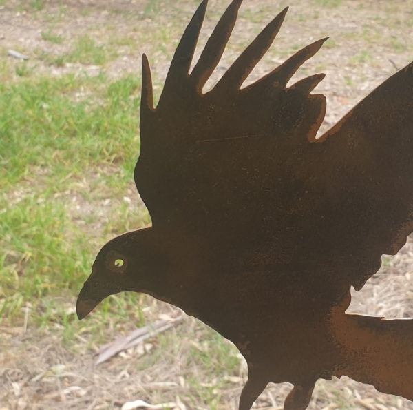 Crow Garden Stake - Australian Made Rusted Metal Garden Art - Image 4