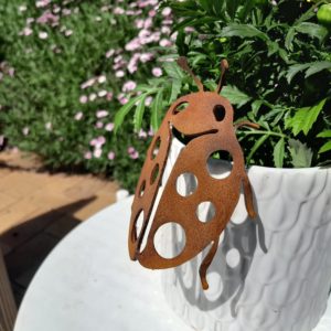 Ladybird Pot Decoration, Steel Ladybird Garden Ornament